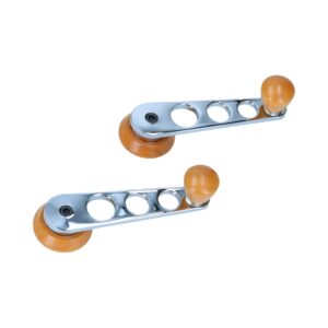 0501 Raamdraaihendels, hout/chroom, per paar