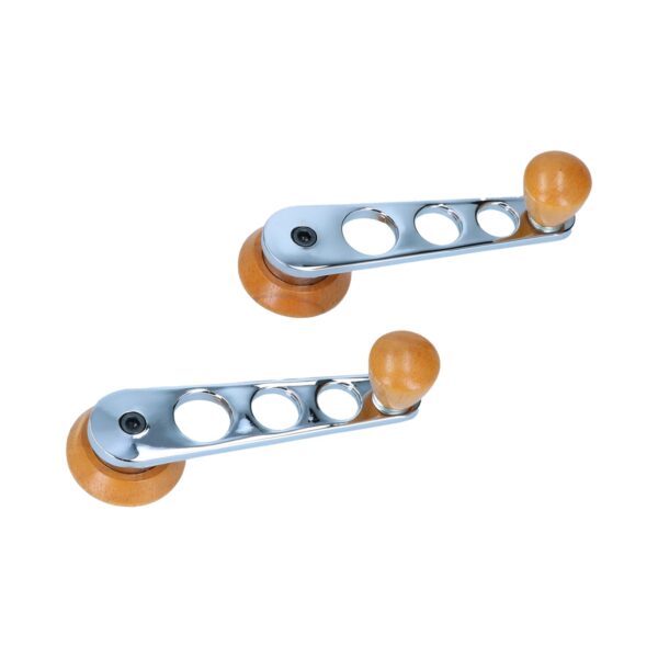 Raamdraaihendels, hout/chroom, per paar