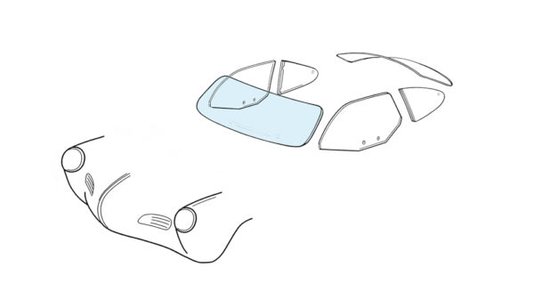 Voorruit - Karmann Ghia coupé/cabrio blank