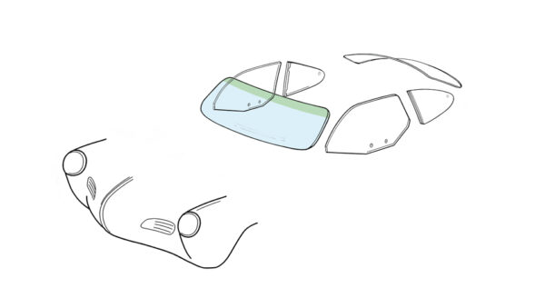 Voorruit - Karmann Ghia coupé/cabrio met groene band