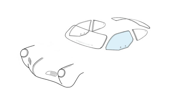 Deurruit links - Karmann Ghia coupé 08/59-