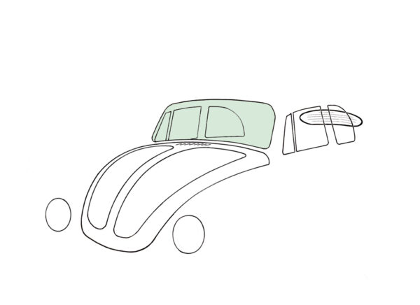 Voorruit kever cabrio groen