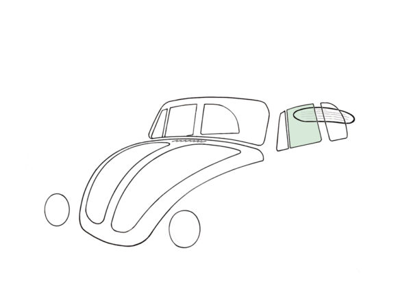 Deurruit links, cabrio, groen