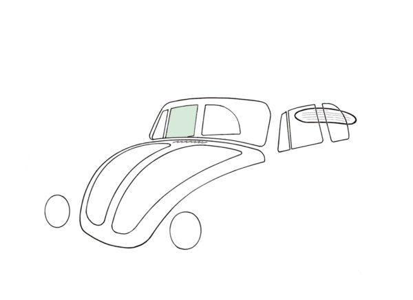 Deurruit rechts, cabrio, groen