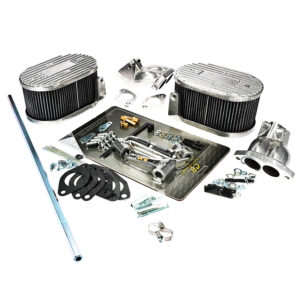 2181-2 Inlaatcollectors en gasbediening 'Weber' ICT carburatoren, dubbelpoorts