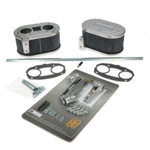 Gascommando ,  luchtfilterkit voor offset inlaatspruitstukken 'Weber' IDF/ ‘Dell’orto’ DRLA