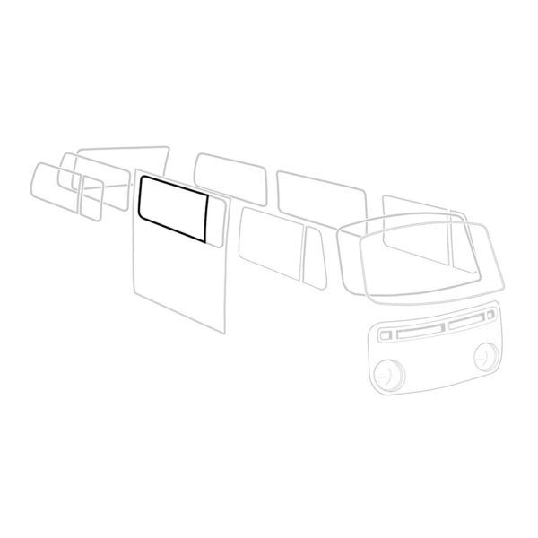 Zijruitrubber centraal met tochtruit 'Deluxe' (alu sierlijst)