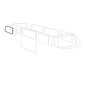 7517-250 Zijruitrubber achteraan met tochtruit 'Deluxe' (alu sierlijst)