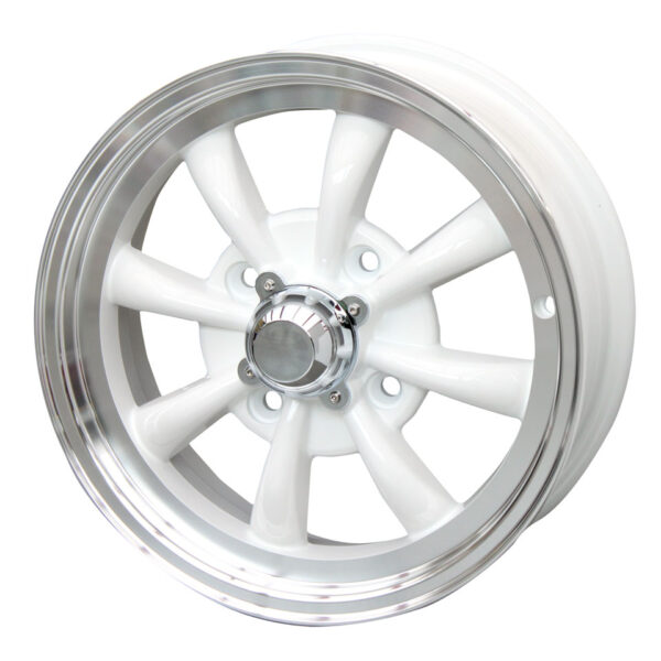 Velg 8-spaaks, wit, 4-gaats (4x130), 5.5 x 15", ET +30